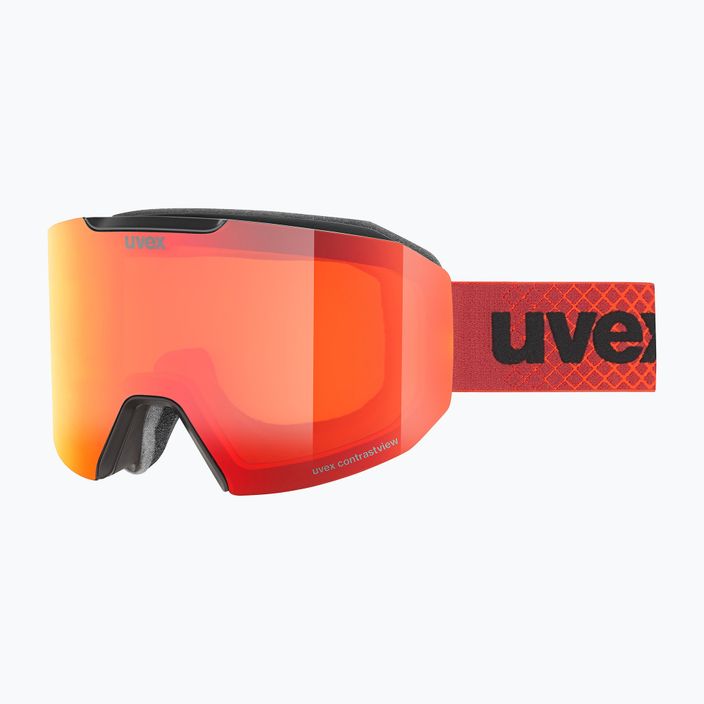UVEX Evidnt Attract CV S2 Skibrille schwarz matt/verspiegelt rot/contr orange/klar
