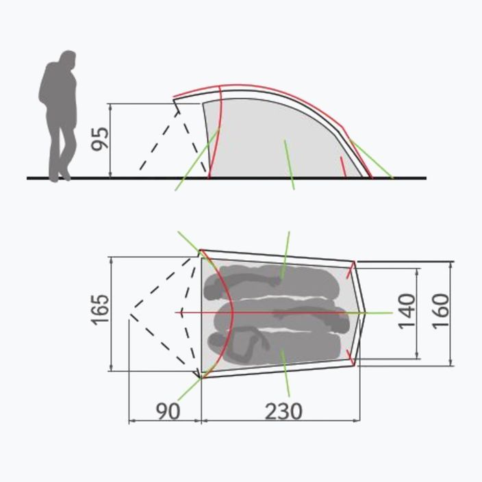 Vaude Taurus moosgrünes 3-Personen-Trekkingzelt 4
