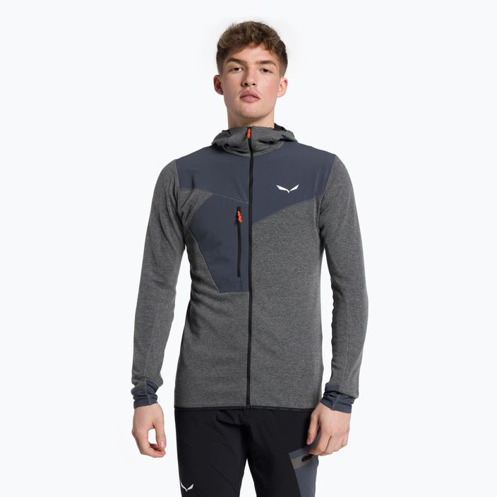 Salewa Herren-Trekking-Sweatshirt Puez 2 Dry Hood FZ grau-schwarz 00-0000027221