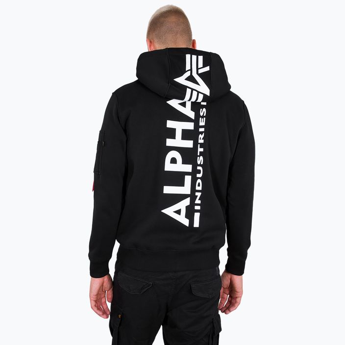 Herren Alpha Industries Back Print Zip Sweatshirt schwarz 3