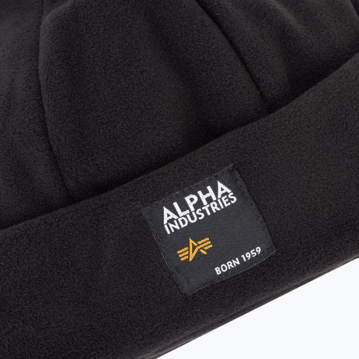 Alpha Industries Label Fleece Set Mütze + Handschuhe schwarz 3