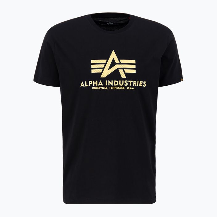 Alpha Industries Herren Basic T Carbon schwarz/gold t-shirt