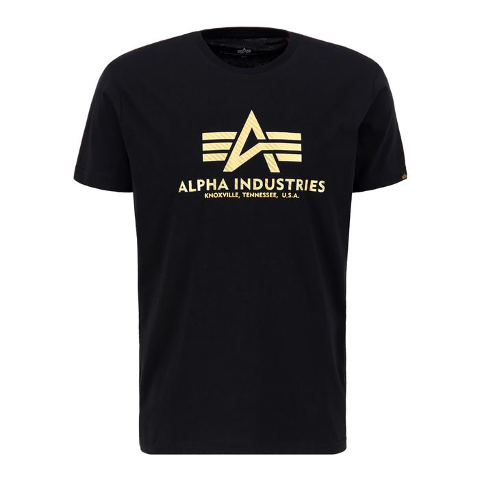 Alpha Industries Herren Basic T Carbon schwarz/gold t-shirt 2