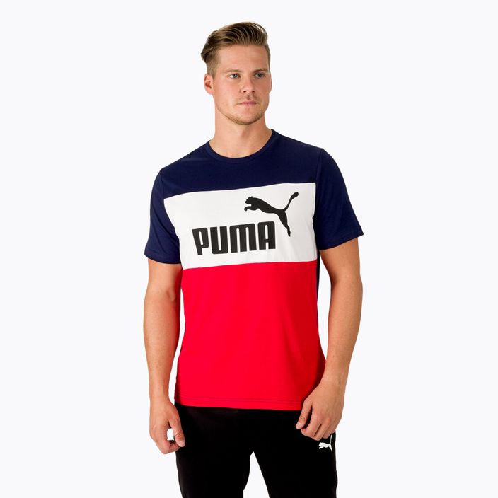 Herren Trainings-T-Shirt PUMA ESS+ Colorblock Tee navy blau und rot 848770_06