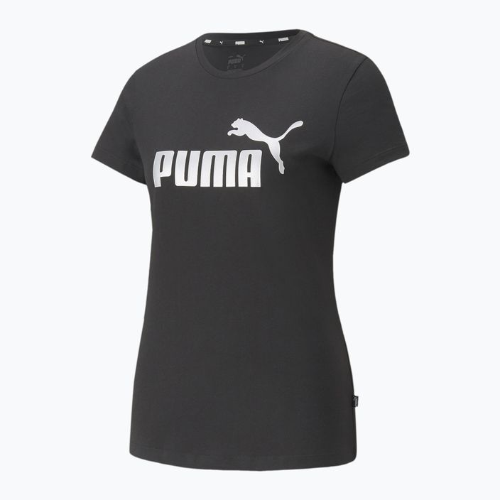 PUMA ESS+ Metallic Logo Tee für Damen puma schwarz/silber metallic