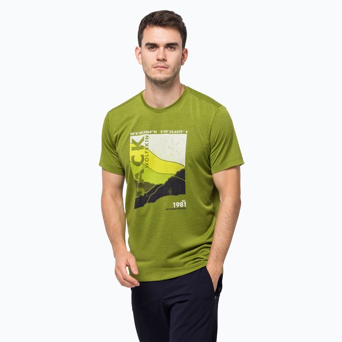 Herren Jack Wolfskin Crosstrail Grafik Trekking-T-Shirt grün 1801671_3017