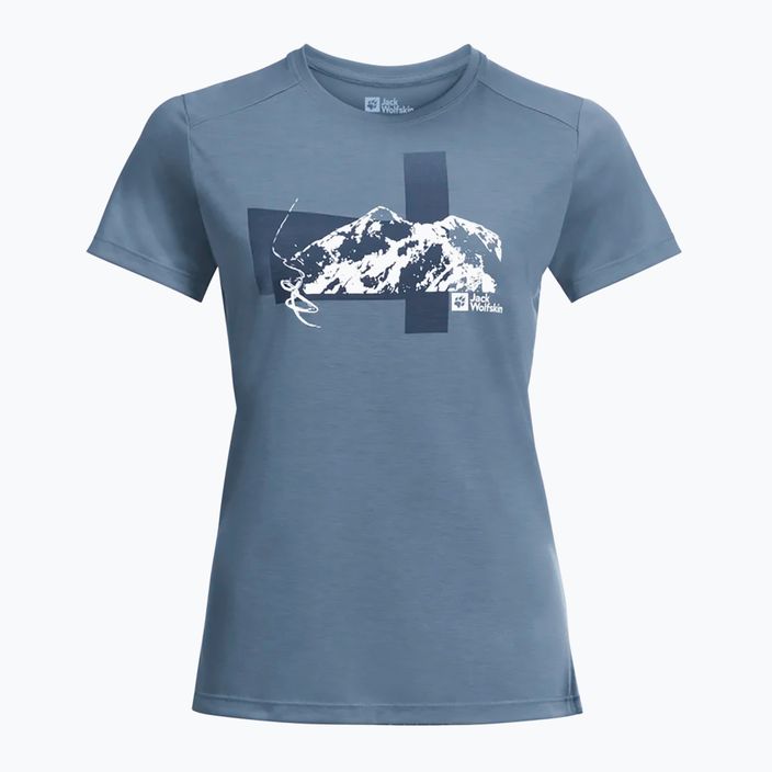 Jack Wolfskin Damen-Trekking-T-Shirt Vonnan S/S Grafik elementar blau 4