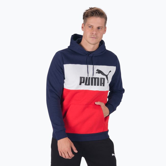 Sweatshirt mit kapuze Herren PUMA Ess+ Colorblock dunkelblau-rot