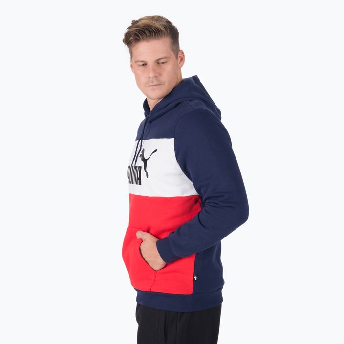 Sweatshirt mit kapuze Herren PUMA Ess+ Colorblock dunkelblau-rot 3