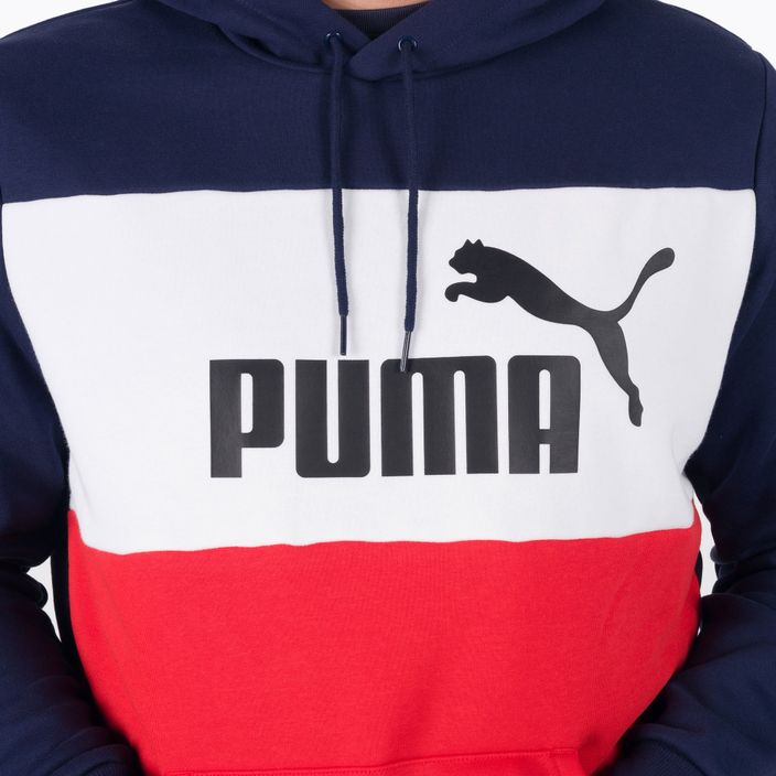Sweatshirt mit kapuze Herren PUMA Ess+ Colorblock dunkelblau-rot 4