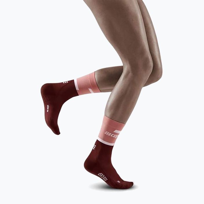 CEP Women's Compression Running Socks 4.0 Mid Cut rosa/dunkelrot 5