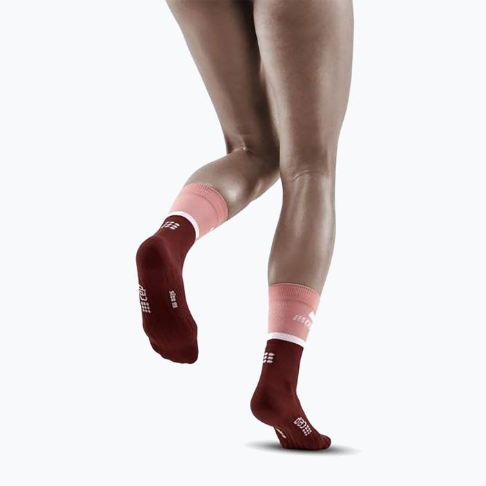 CEP Women's Compression Running Socks 4.0 Mid Cut rosa/dunkelrot 6