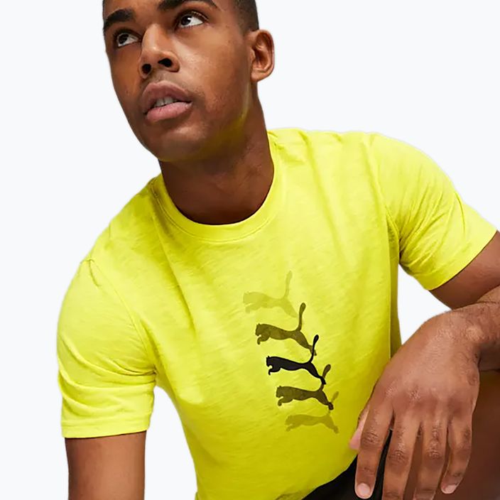 Herren Trainings-T-Shirt PUMA Graphic Tee Puma Fit gelb geplatzt 3