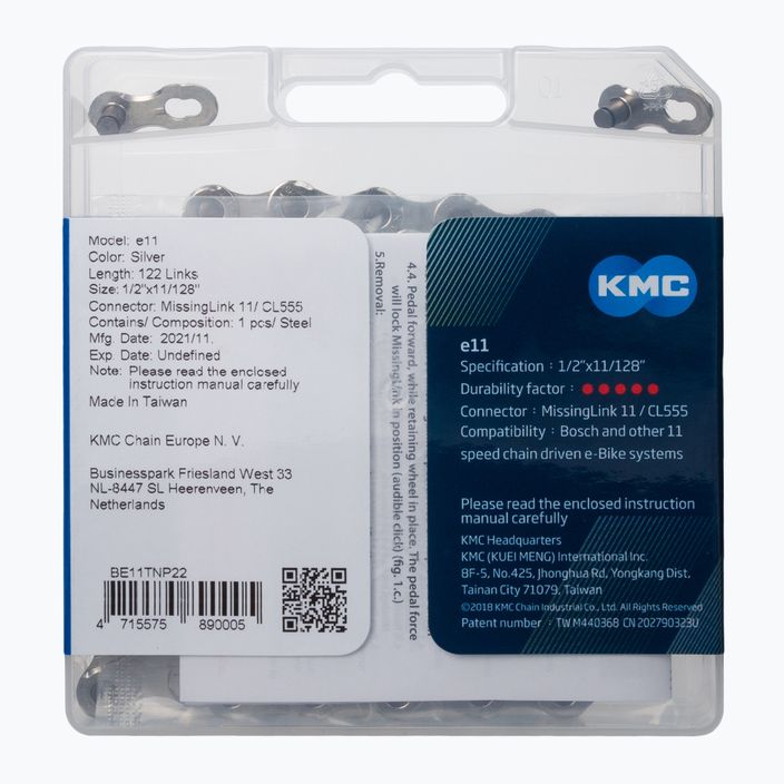 KMC e11x122 Kette für eBike Silber BE11TNP22 2