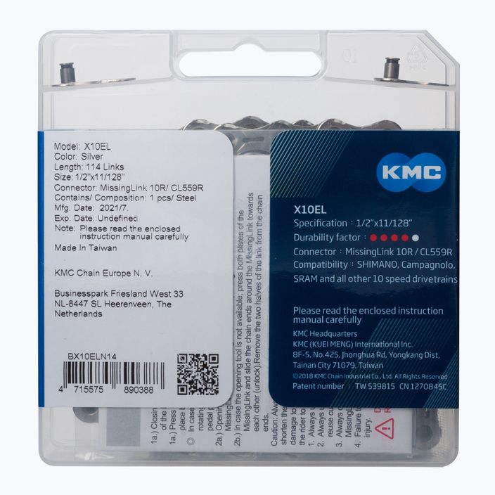 KMC X10 EL 10rz Kette 114 Glieder silber BX10ELN14 2