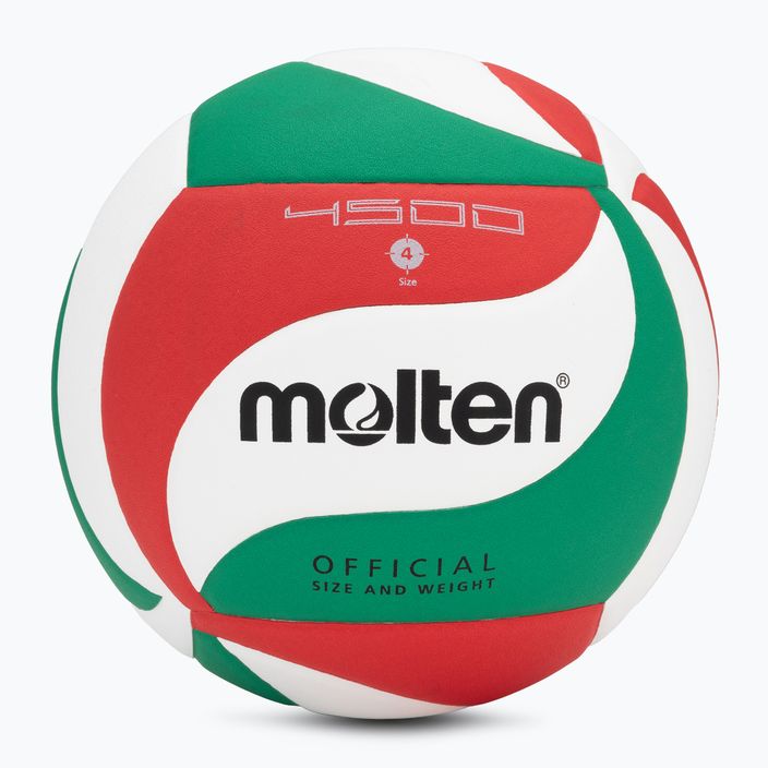 Molten Volleyball V4M4500-4 weiß/grün/rot Größe 4