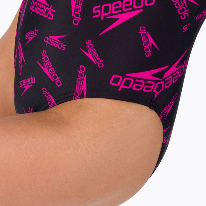 Speedo Boom Logo Allover Medalist einteiliger Badeanzug für Damen G118 schwarz/rosa 12199G118 9