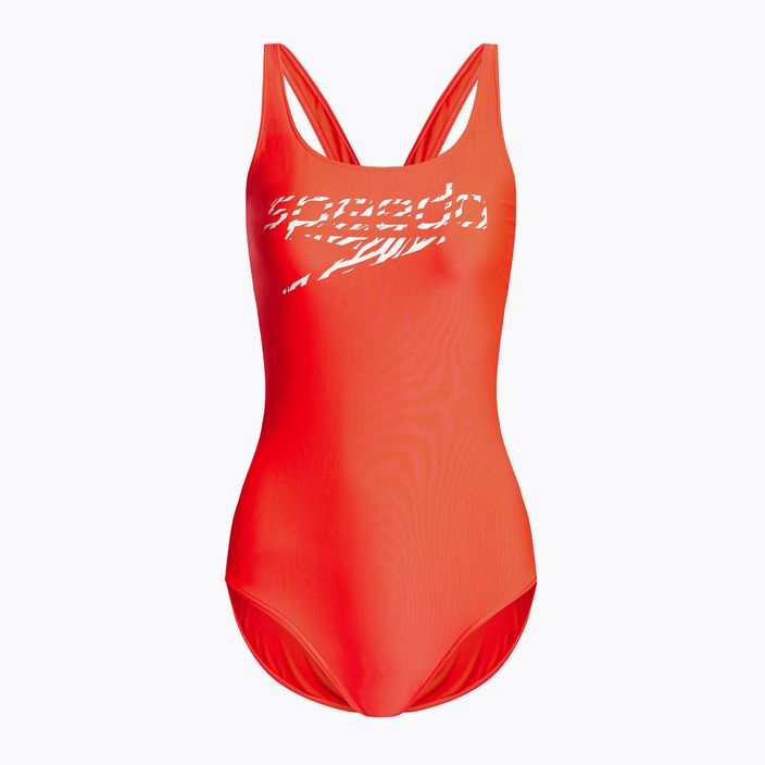 Einteiliger Badeanzug Damen Speedo Logo Deep U-Back rot 68-12369