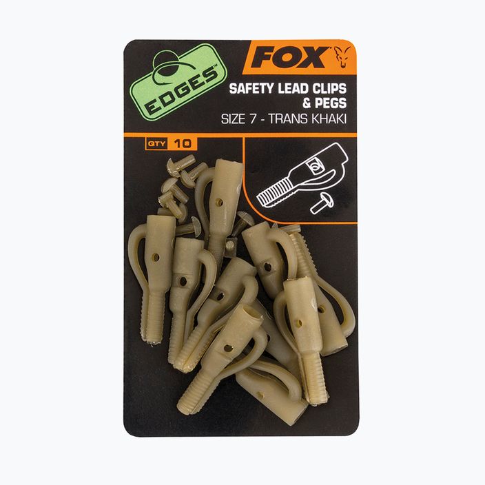 FOX Edges Secure Lead Clip + Pegs 10 Stück. Trans Khaki CAC477