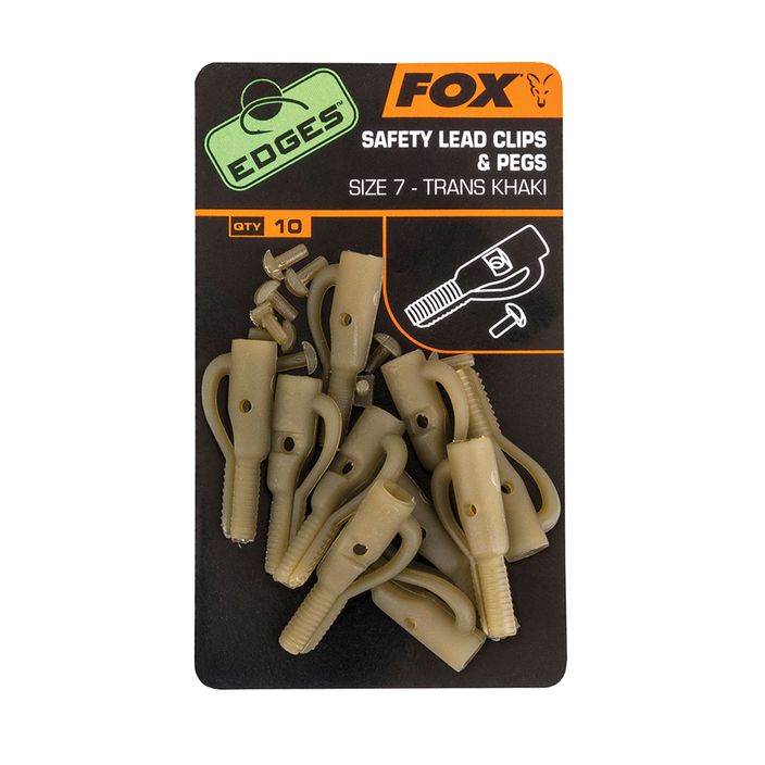 FOX Edges Secure Lead Clip + Pegs 10 Stück. Trans Khaki CAC477 2