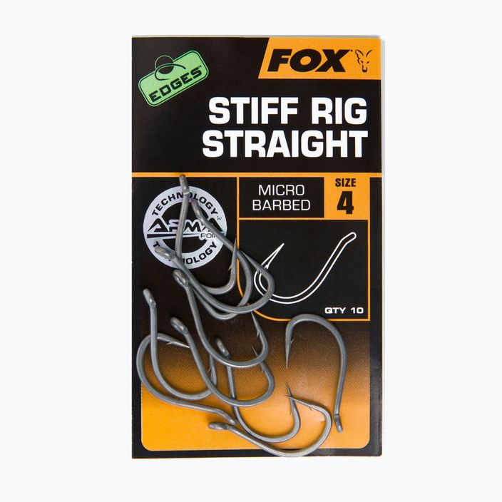 Fox Edges Karpfenhaken Armapoint Stiff Rig Straight grau CHK164 2
