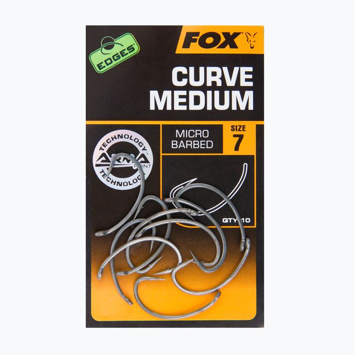 Fox Edges Karpfenhaken Armapoint Curve Shank Medium grau CHK203 2