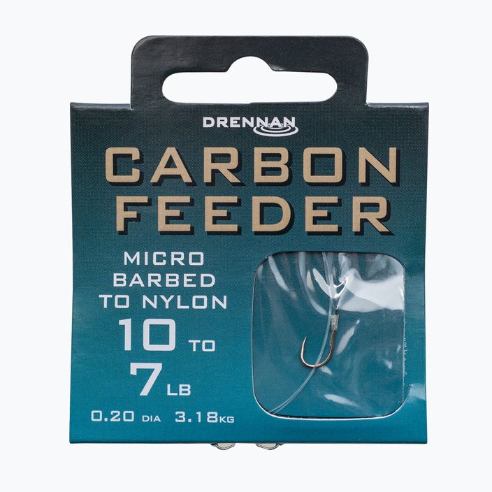 Drennan Carbon Feeder methode vorfach haken und widerhaken + schnur 8pc braun HNCFDM016