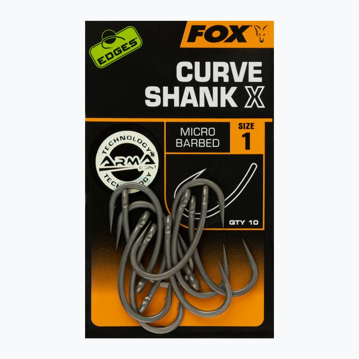 Fox Edges Curve Shank X Karpfenhaken grau CHK223 2