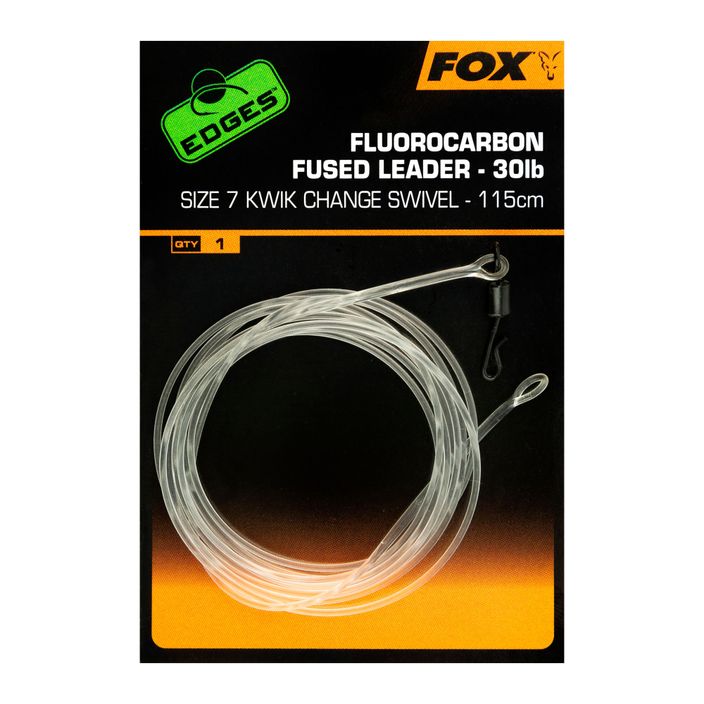 Fox Fluorocarbon Karpfenvorfach Fused Leader 30 lb - Kwik Change Swivel 115 cm transparent CAC717 2