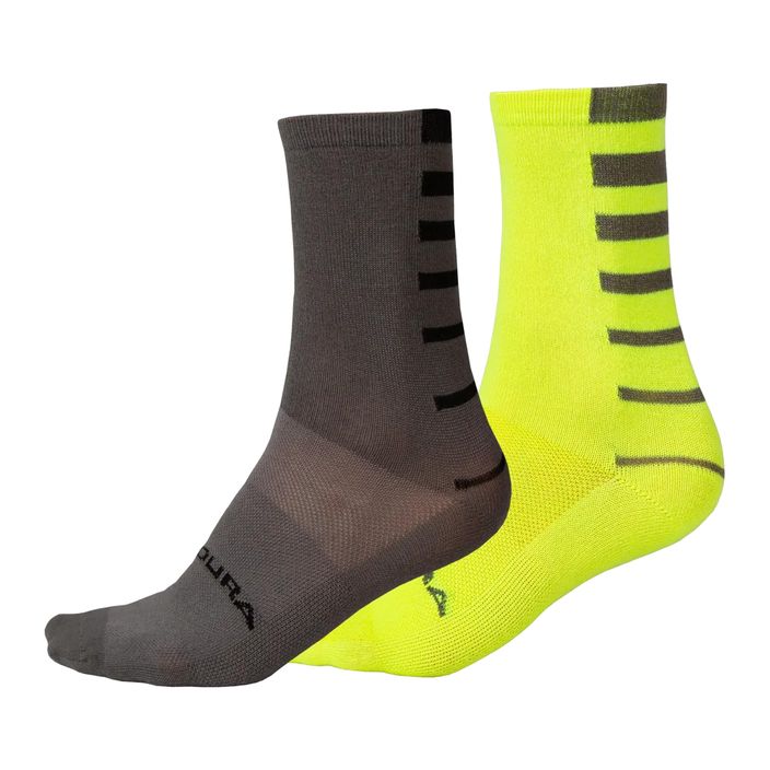 Fahrrad Socken Herren Endura Coolmax Stripe 2-pak hi-viz yellow/grey 2