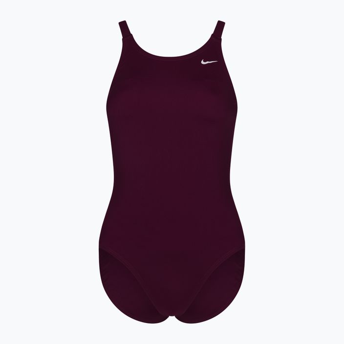 Nike Hydrastrong Solid Fastback einteiliger Badeanzug für Damen, bordeauxfarben NESSA001-614
