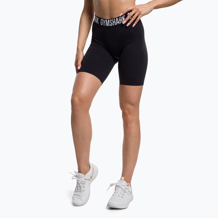 Damen Gymshark Fit Cycling Trainingsshorts schwarz/weiß