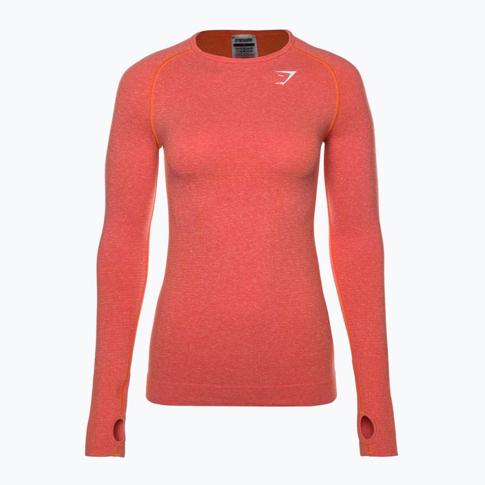 Damen Trainings-Langarmshirt Gymshark Vital Seamless Top rot/orange/weiß 5