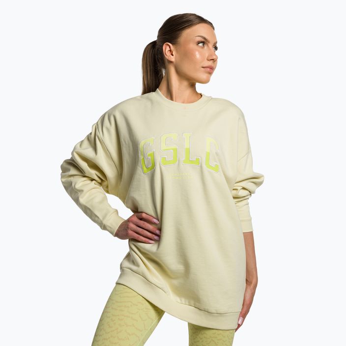 Damen Trainingssweatshirt Gymshark Gfx Gslc Oversized gelb/weiß