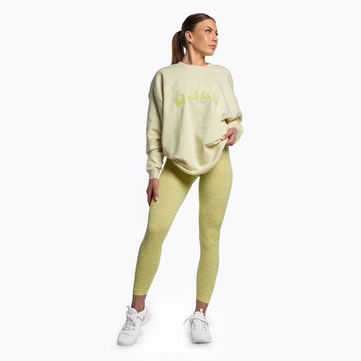 Damen Trainingssweatshirt Gymshark Gfx Gslc Oversized gelb/weiß 2