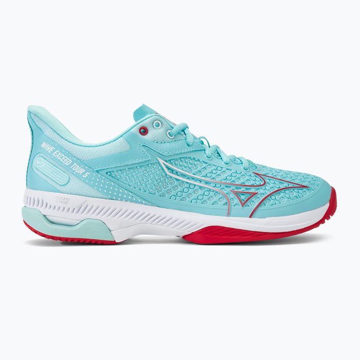 Damen Tennisschuhe Mizuno Wave Exceed Tour 5 AC tanger turquoise/fiery coral 2/weiß 2