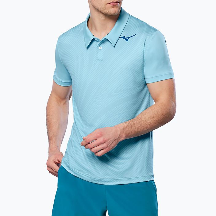 Herren Tennis-Polo-Shirt Mizuno Charge Shadow Polo blau leuchten