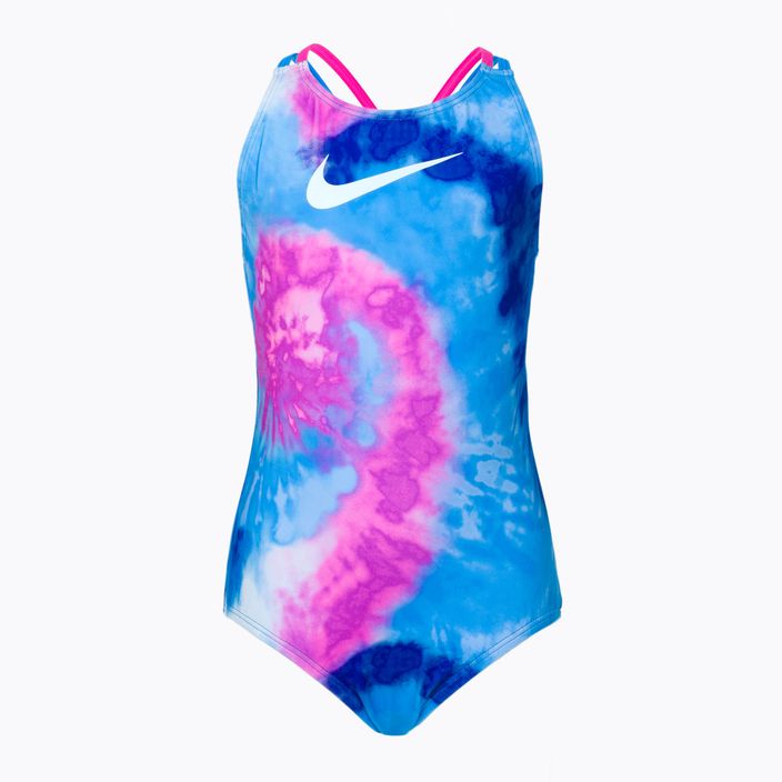 Nike Tie Dye Spiderback einteiliger Badeanzug für Kinder blau NESSC719-458