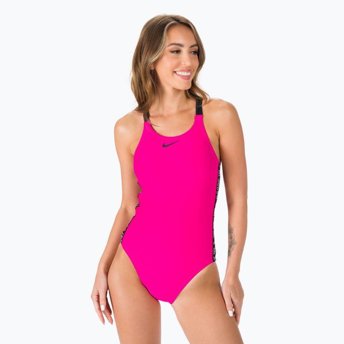 Einteiliger Damen-Badeanzug Nike Logo Tape Fastback rosa NESSB130-672 3