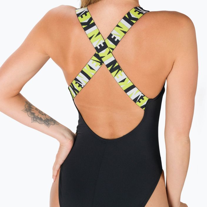 Einteiliger Damen-Badeanzug Nike Logo Tape Crossback schwarz NESSC262-001 5
