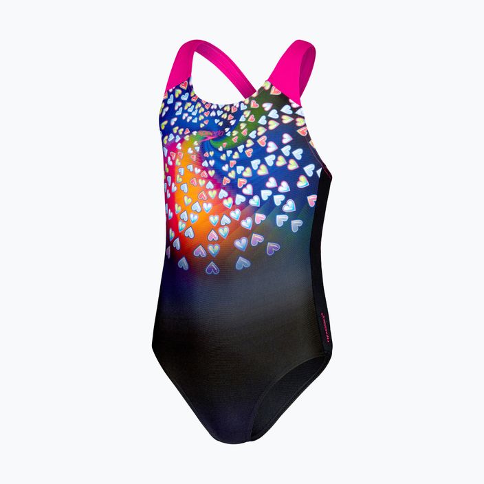 Speedo Digital Placement Splashback Kinder Badeanzug einteilig schwarz und rosa 8-00262514738 4