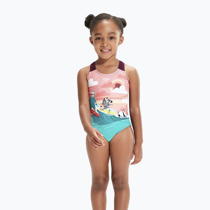 Speedo Digital bedruckter einteiliger Badeanzug für Kinder blau und rosa 8-0797015159 4