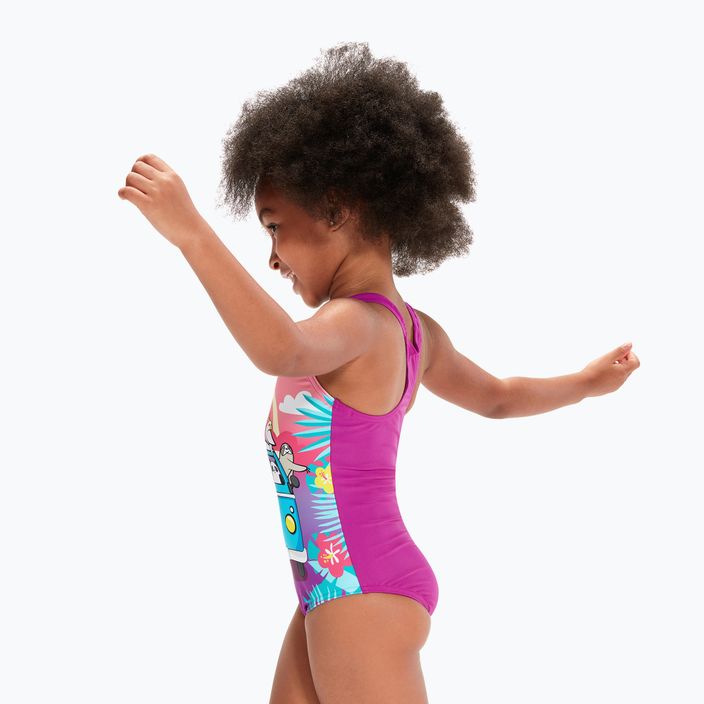 Speedo Digital bedruckter einteiliger Badeanzug für Kinder rosa-lila 8-0797015162 3