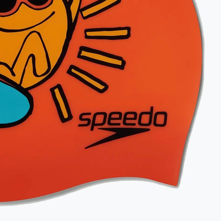 Speedo Junior Printed Silicone orange/gelbe Schwimmkappe für Kinder 4