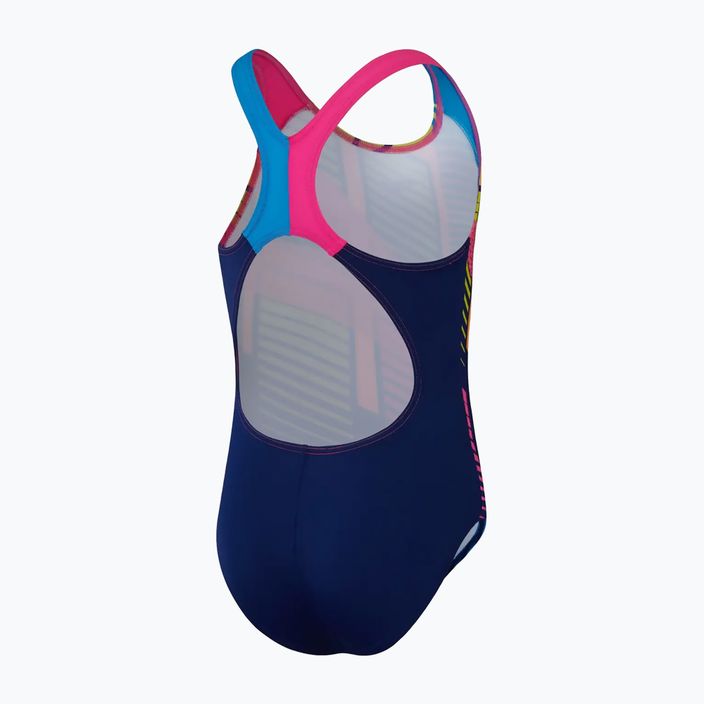 Speedo Digital Placement Splashback einteiliger Badeanzug für Kinder cerulean blue/flare pink/man peel/bit lime/bolt 3