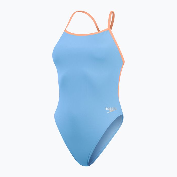 Speedo Solid Vback Damen Badeanzug neugierig blau/Disco Pfirsich