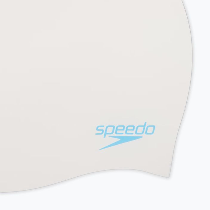 Speedo Plain Moulded Silicone Kinderschwimmkappe weiß/aqua splash 3