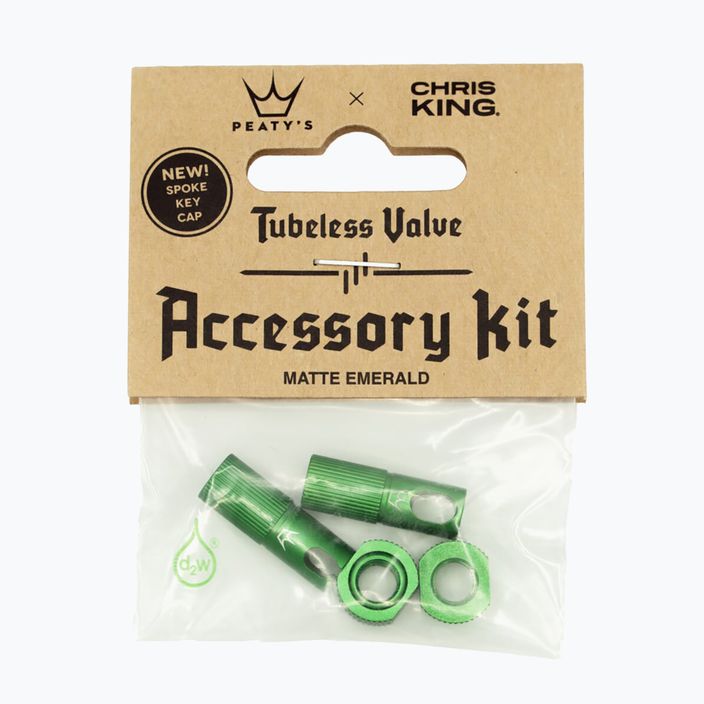 Peaty's X Chris King Mk2 Tubeless Valves Accessory Kit grün 83800 Fahrradreifen Ventilkappe