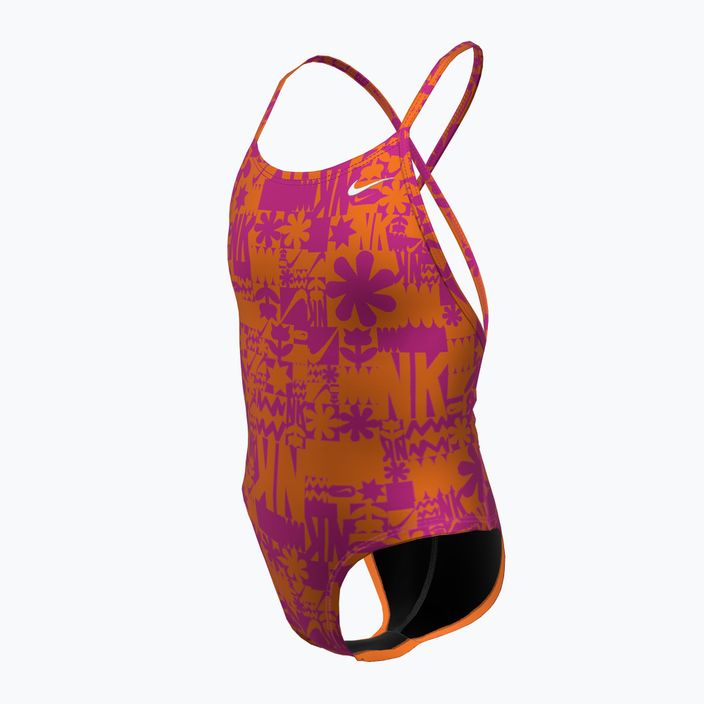Nike Hydrastrong Lace Up Back total orange einteiliger Badeanzug für Kinder 3