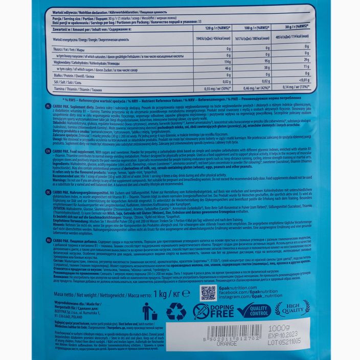 Carbo Pak 6PAK Kohlenhydrate 1kg orange PAK/212#POMAR 2